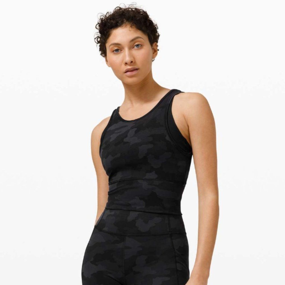 NWOT Lululemon Power Pivot Tank *Everlux” Heritage 365 Camo Deep Coal Multi